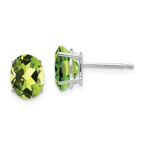 Ruby earrings-14KT WHITE GOLD 2.70 CARAT OVAL PERIDOT EARRINGS