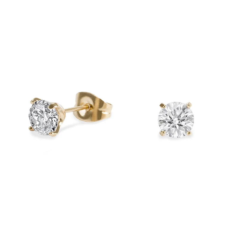 Ripple shape earrings-Stainless 5mm round cz stud earrings