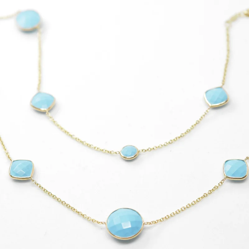 Pure shine necklaces-Natural Turquoise Necklace 14K Gold