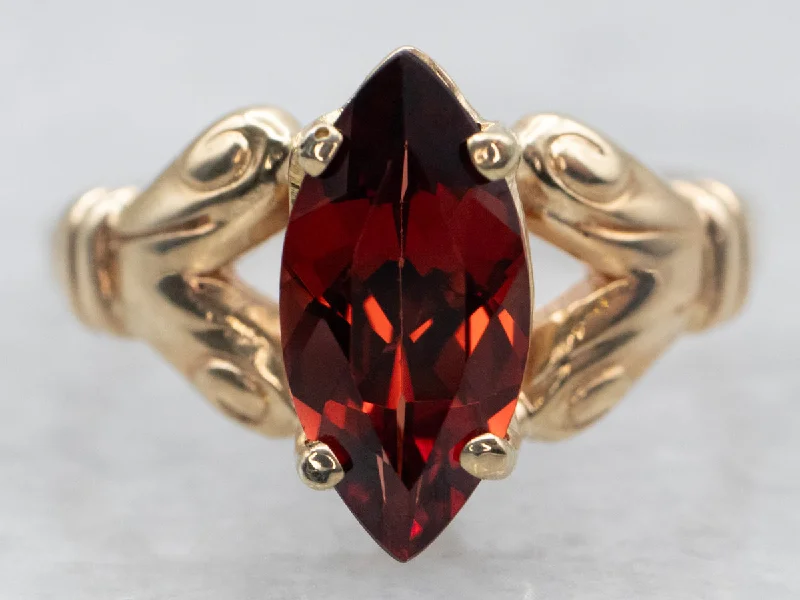 Thai tile rings-Vintage Marquise Cut Garnet Ring