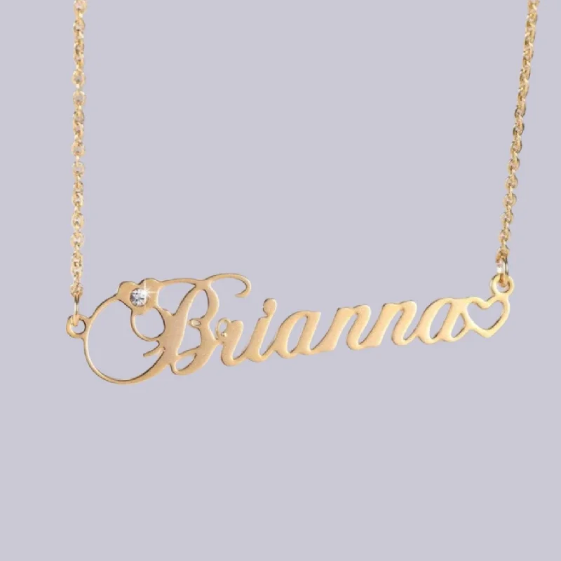 Soft choker necklaces-Cursive Custom Name Necklace With Diamond