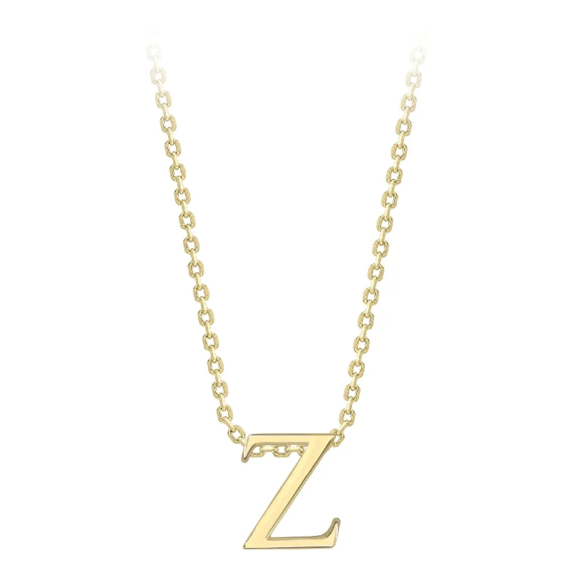 Braid weave necklaces-9K Yellow Gold Plain 'Z' Initial Pendant