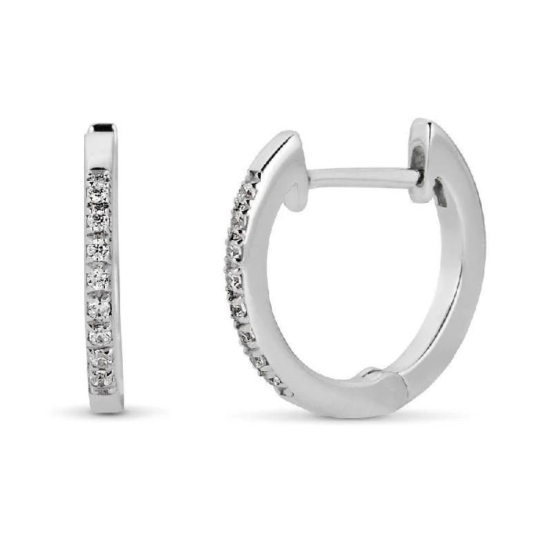 Bold cross earrings-EMILIQUE 14KT GOLD 0.08 CTW DIAMOND HOOP EARRINGS