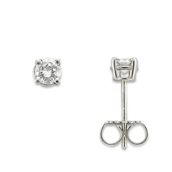 Wide cuff earrings-14KT WHITE GOLD 1/3 CTW ROUND DIAMOND EARRINGS