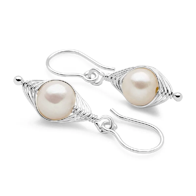 Fine pearl earrings-Pearly Dew Earrings