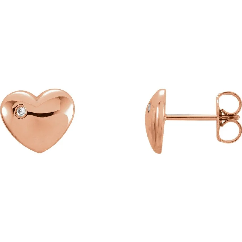 Soft enamel earrings-14KT DIAMOND HEART EARRINGS