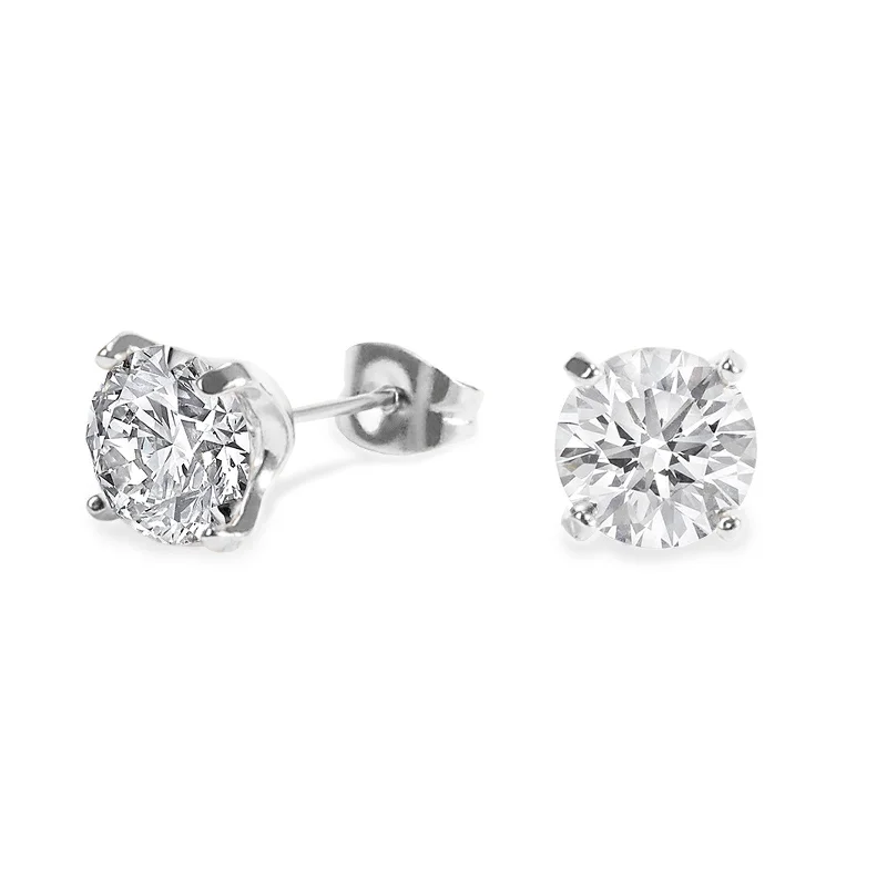 Coil knot earrings-Stainless 8mm round cz stud earrings