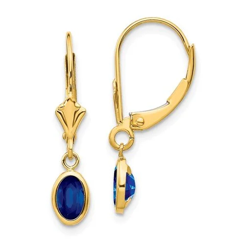 Multi-tier earrings-14KT GOLD 1.36 CTW SAPPHIRE BEZEL-SET LEVERBACK EARRINGS