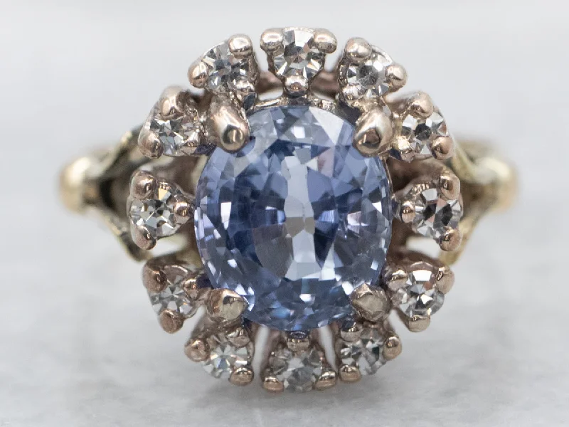 Clear star rings-Vintage Sapphire and Diamond Halo Ring