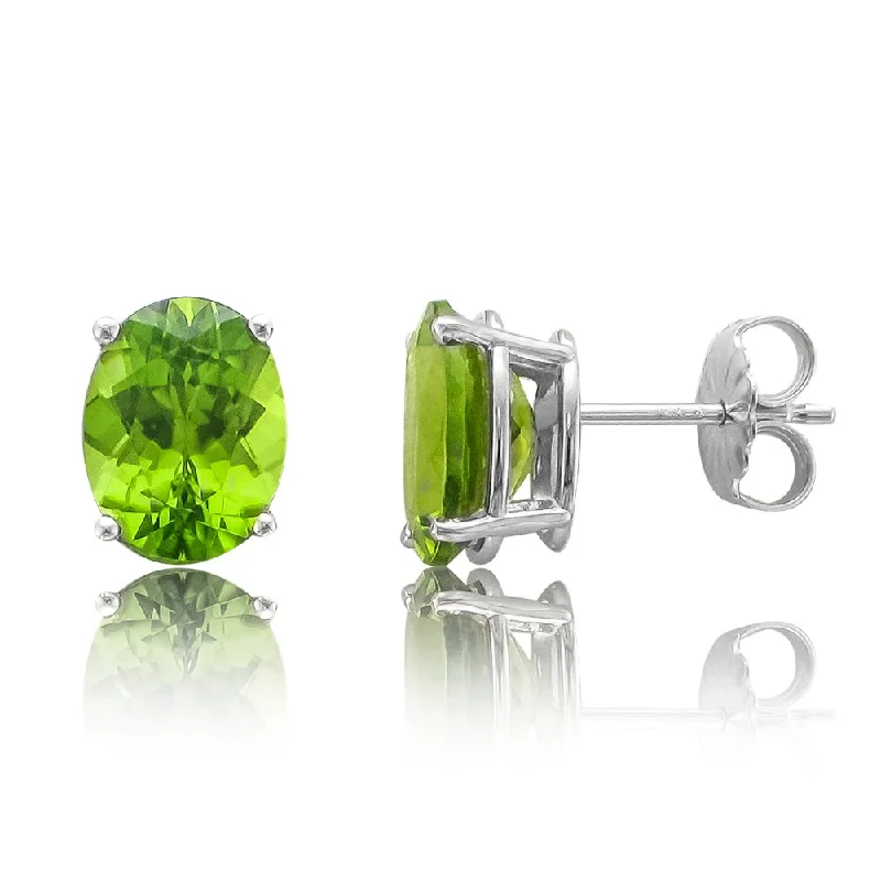 Soft star earrings-14KT WHITE GOLD 4.00 CTW OVAL PERIDOT EARRINGS