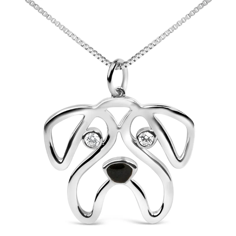 Pine wood necklaces-.925 Sterling Silver Diamond Accent Pug Dog Pendant Necklace