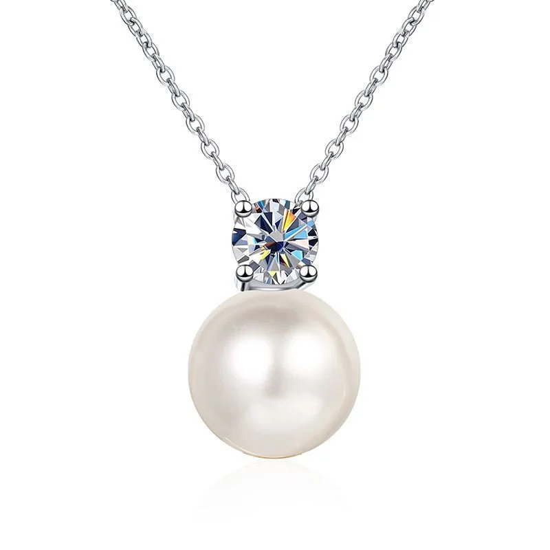 Solid gem necklaces-Natural Freshwater Pearl 0.3 Ct Diamond Necklace