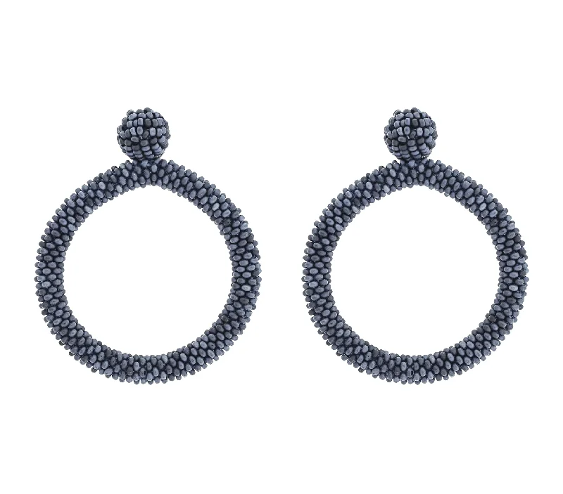 Silk cord earrings-<br>The Roll-On® Hoop <br> Midnight Blue