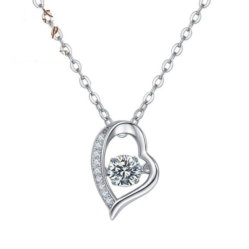 Topaz necklaces-5.0mm D Color 0.5 Ct Diamond Heart Necklace