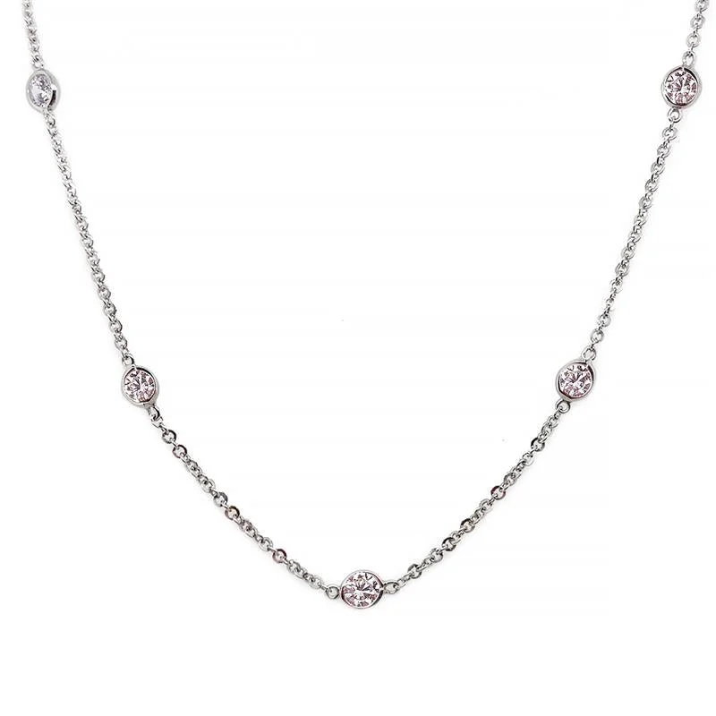 Tarnished silver necklaces-9K White Gold Cubic Zirconia Necklace