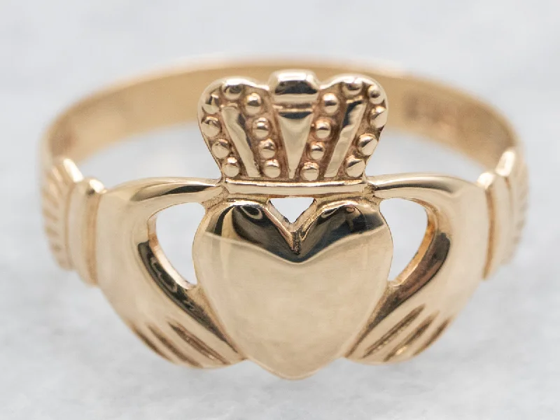 Sun birthstone rings-Yellow Gold Claddagh Ring