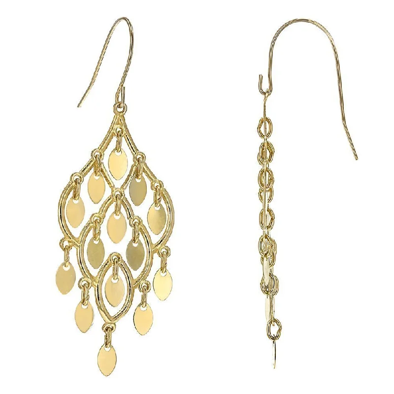 Ocean motif earrings-10KT YELLOW GOLD DROP CHANDELIER FASHION EARRINGS