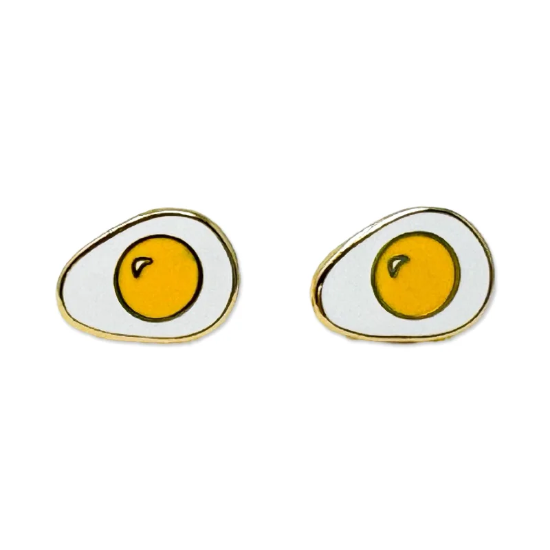 Fine pearl earrings-Egg Enamel Earrings