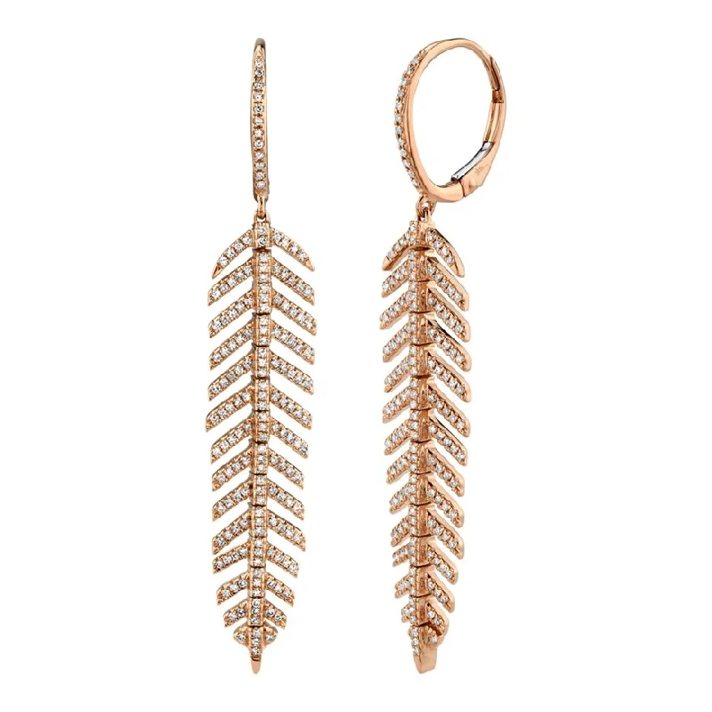 Coil knot earrings-14KT Gold 3/5 CTW Diamond Feather Earrings