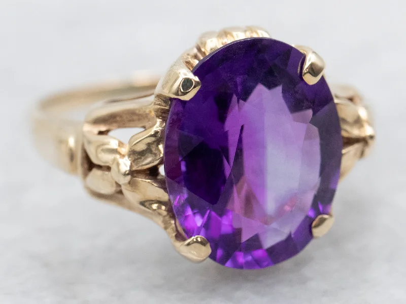 Sapphire stone rings-Oval Cut Amethyst Solitaire Ring