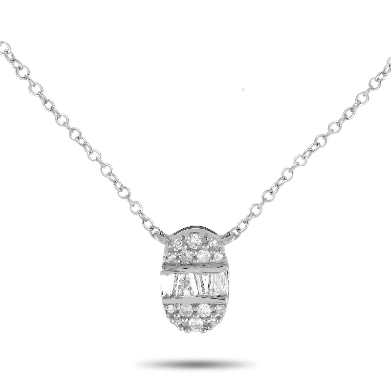 Thick bib necklaces-LB Exclusive 14K White Gold 0.15ct Diamond Necklace PN15564-W