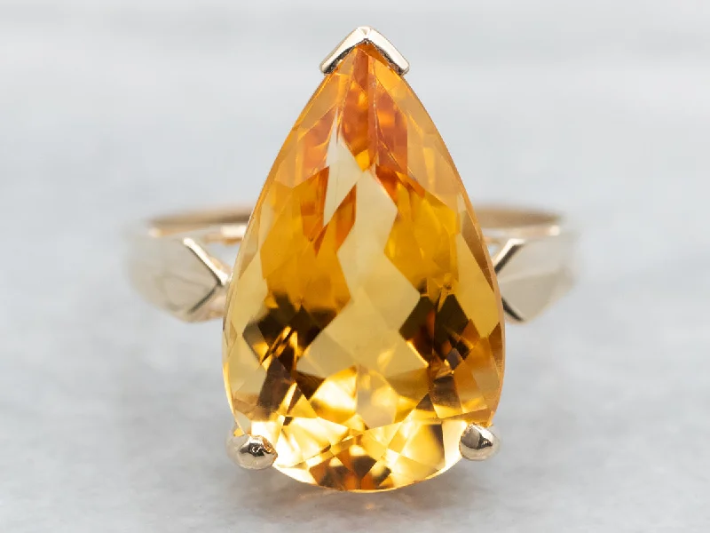 Woven motif rings-Citrine Solitaire Ring