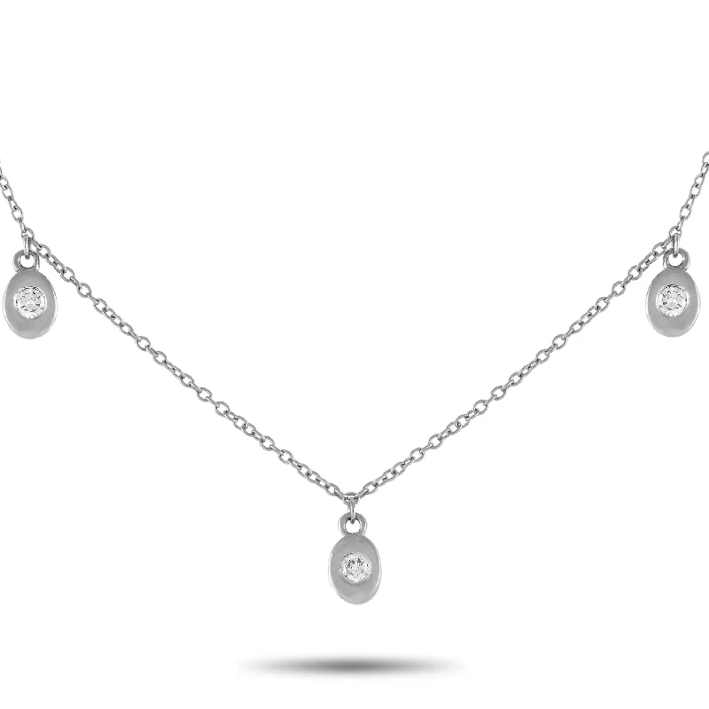 Glossy pearl necklaces-LB Exclusive 14K White Gold 0.06ct Diamond Station Necklace NK01637-W