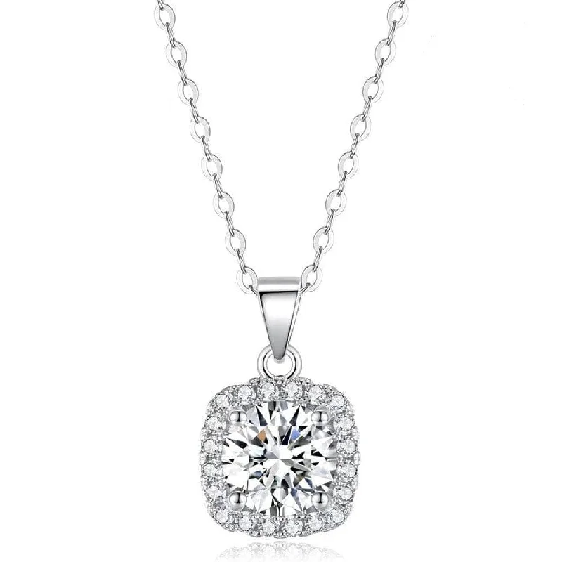 Silk cord necklaces-Inlaid 5.0 Ct Diamond Square Pendant Necklace