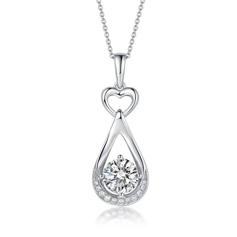 Sun sign necklaces-14k White Gold 1.0 Ct Lab Grown Diamond Pendant Necklace