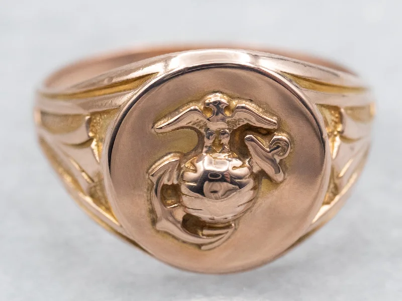 Solid geometric rings-Marine Corps Signet Ring