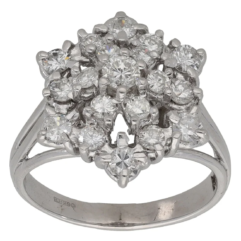 Aged flair rings-18ct White Gold 1.05ct Diamond Dress/Cocktail Ring Size P