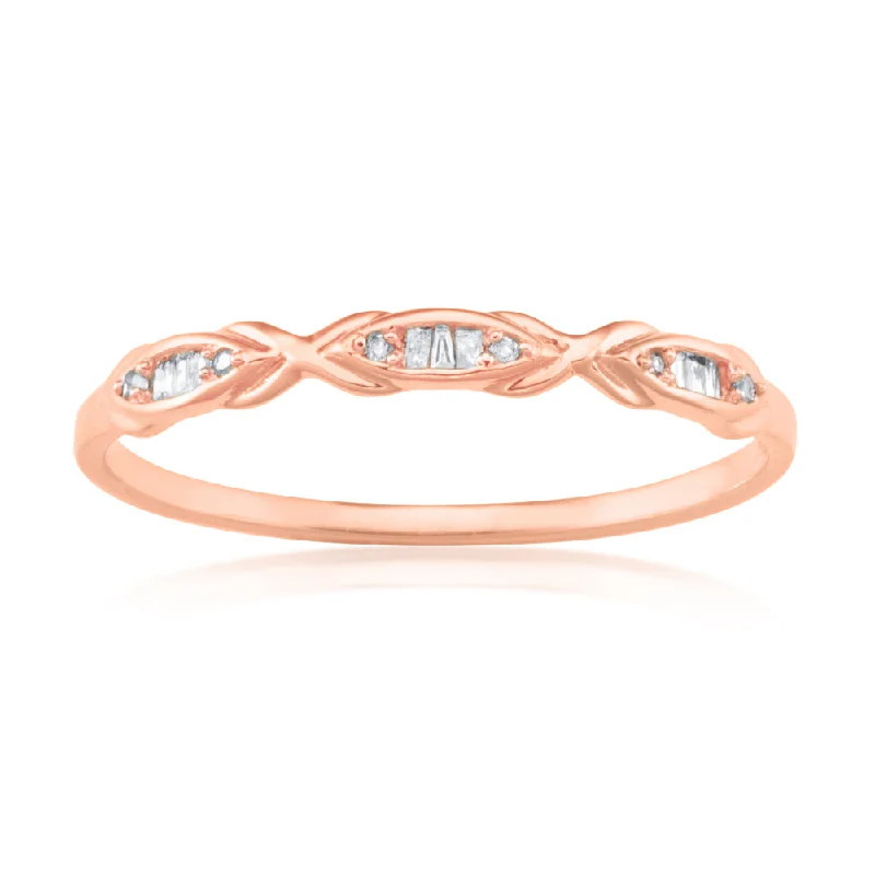 Solid geometric rings-9ct Rose Gold Eternity Ring with 15 Diamonds