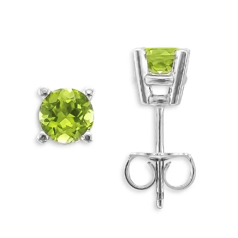 Sleek drop earrings-14KT WHITE GOLD 1.00 CTW ROUND PERIDOT EARRINGS