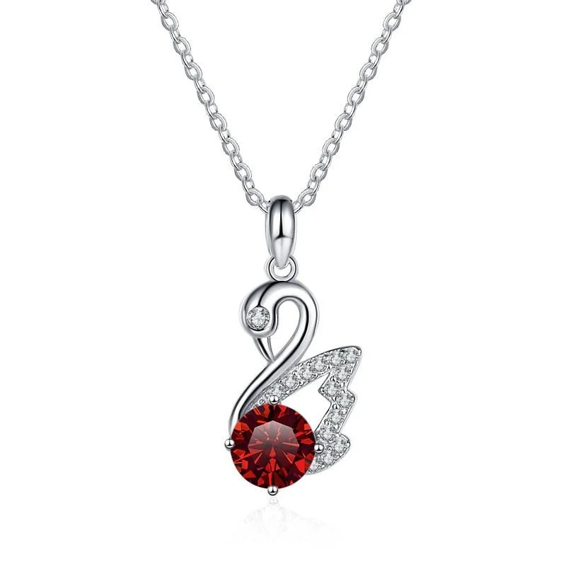 Stone-twisted necklaces-1.0 Ct Round Cut Diamond Swan Necklace