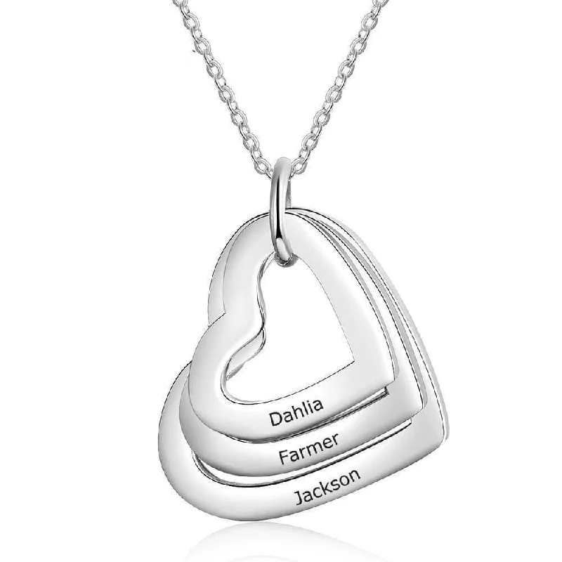 Glossy name necklaces-Custom Family Heart Necklace with 2-4 Names