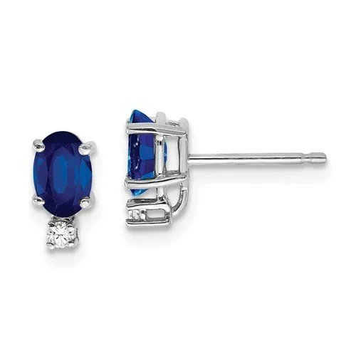 Fine rose earrings-14KT GOLD 1.40 CTW SAPPHIRE & .04 CTW DIAMOND EARRINGS