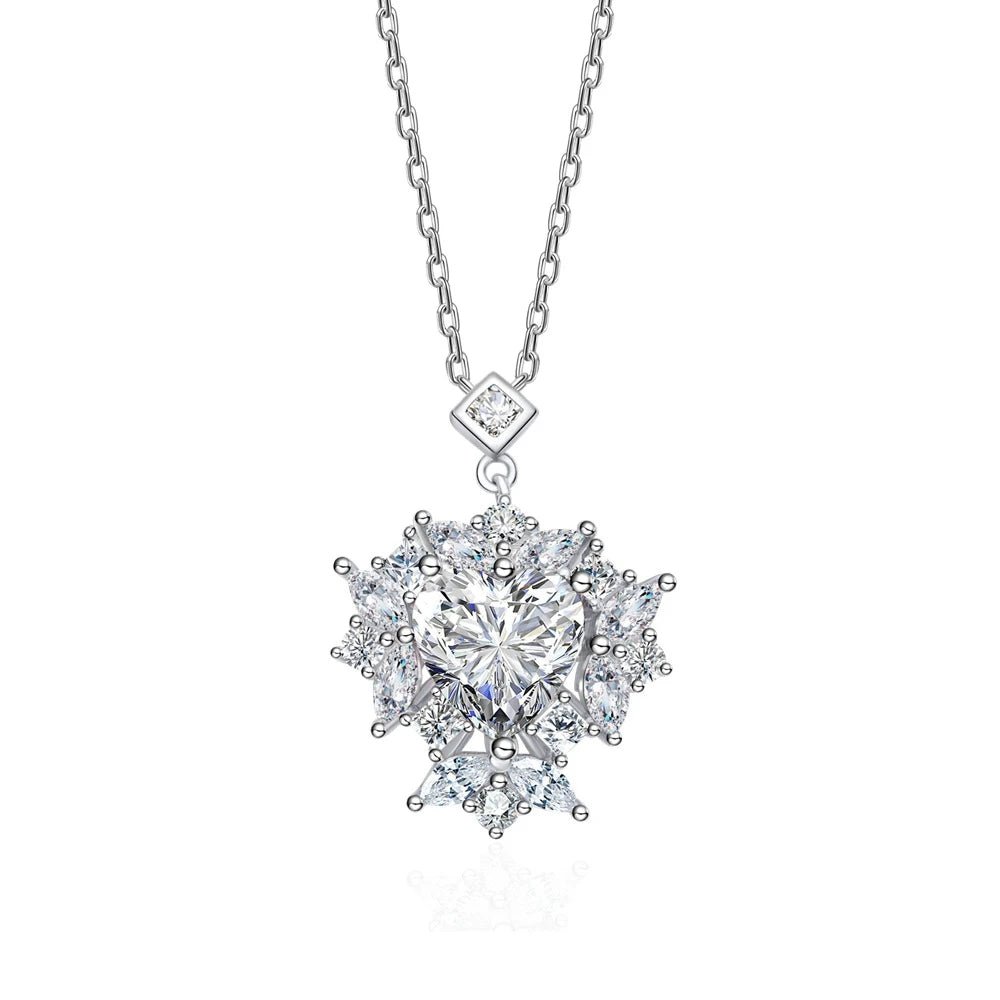 Low bar necklaces-2.0 Ct Heart Cut Diamond Pendant Necklace