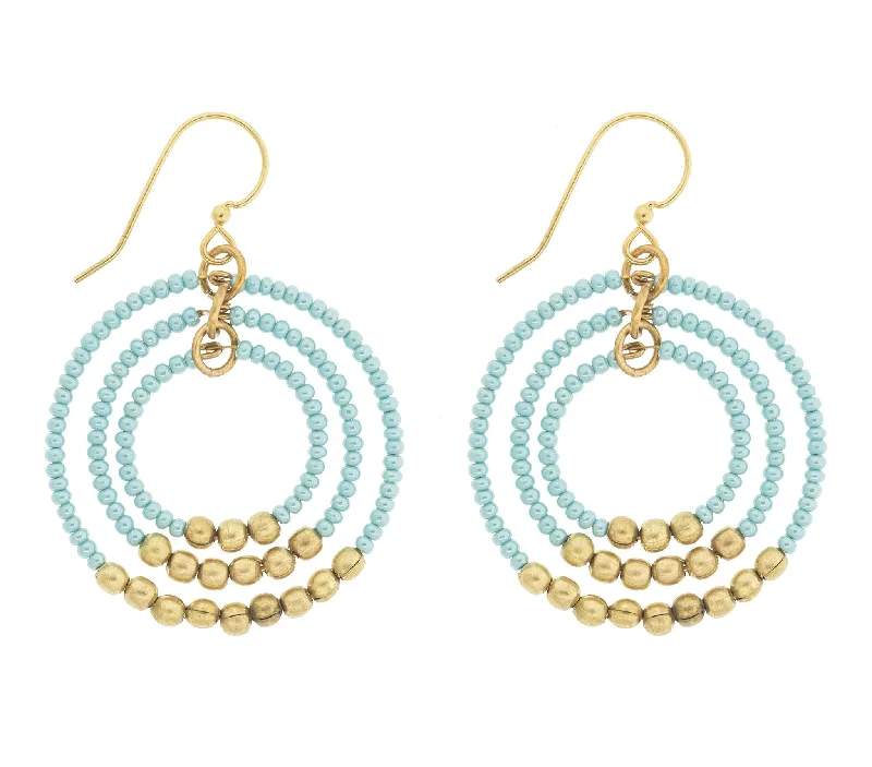 Soft triangle earrings-<br> Brass Gyroscope Earrings <br> Turquoise