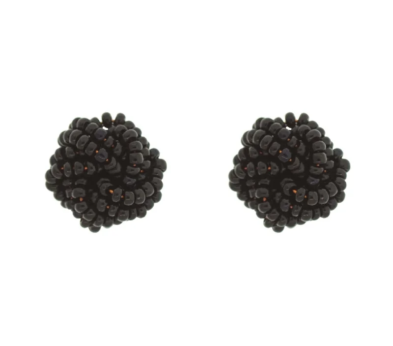 Pure shine earrings-<br>Rosette Earrings<br> Black