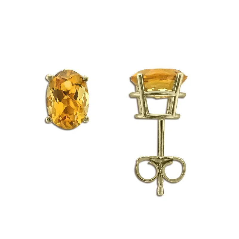 Thai tile earrings-14KT YELLOW GOLD 1.40 CTW 7X5MM OVAL CITRINE EARRINGS