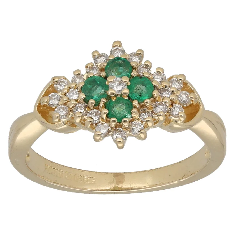 Aged vow rings-9ct Gold Emerald & 0.23ct Diamond Dress/Cocktail Ring Size N