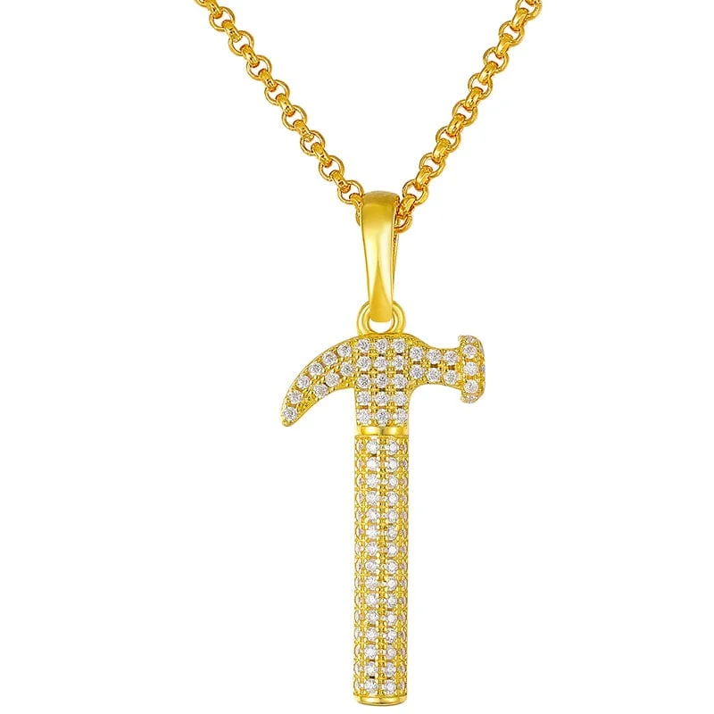 Slide clasp necklaces-Diamond Hammer Pendant Necklace