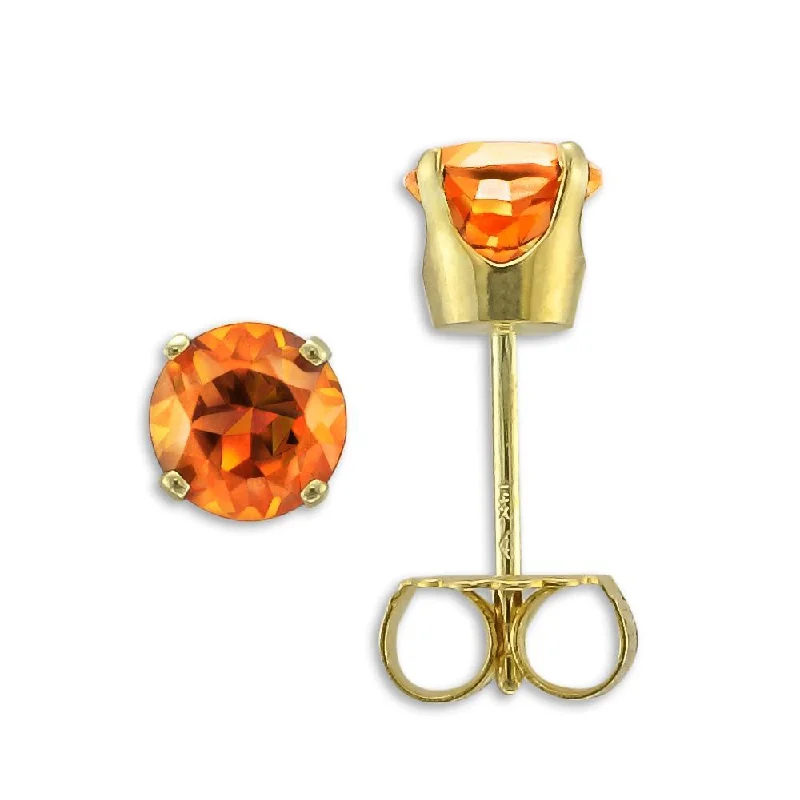 Hope eye earrings-14KT YELLOW GOLD 0.96 CTW ROUND CITRINE EARRINGS