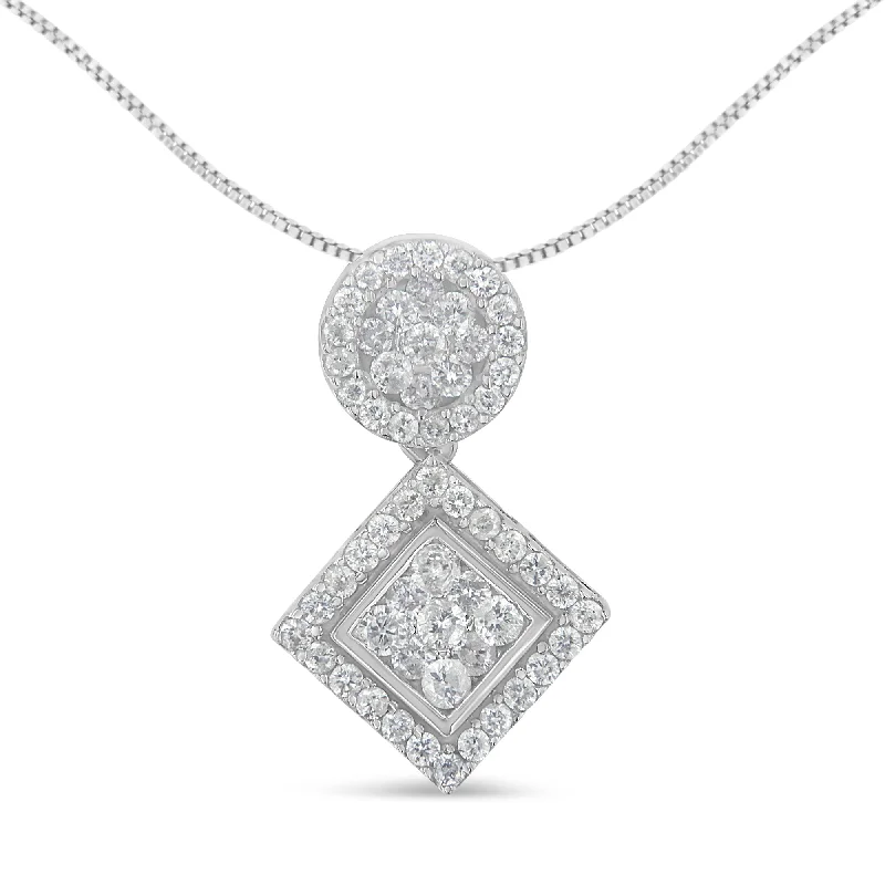 Elastic cord necklaces-14K White Gold 1 cttw Diamond Pendant Necklace