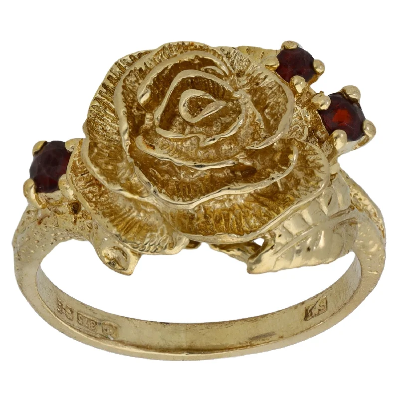 Fine stack rings-9ct Gold Garnet Dress/Cocktail Ring Size N