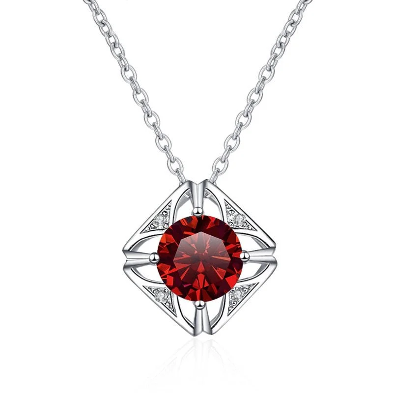 Sleek pendant necklaces-1.0 Ct Round Cut Diamond Square Pendant Necklace