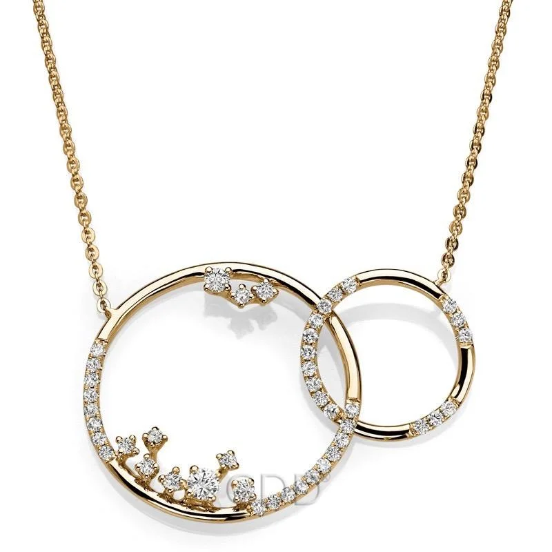 Tarnished silver necklaces-14K FINE YELLOW GOLD INTERTWINED CIRCLE & DIAMONDS NECKLACE