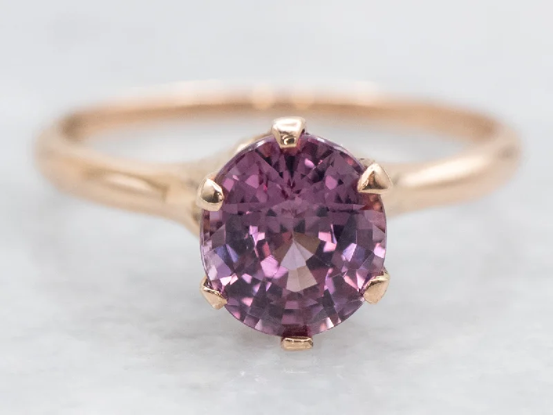 Ripple shape rings-Rose Gold Rhodolite Garnet Solitaire Ring