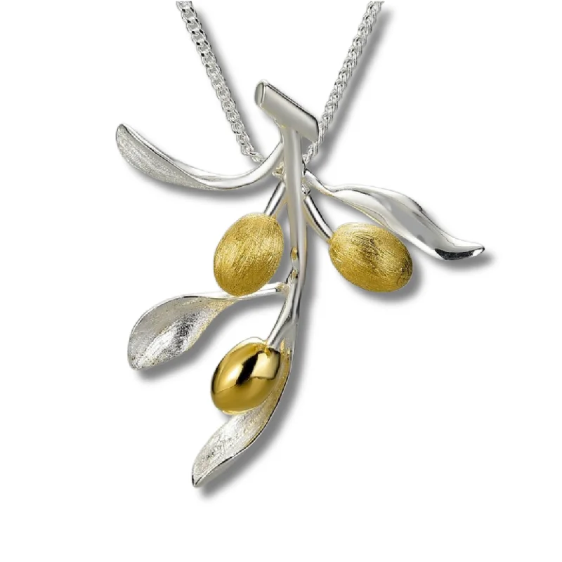 Amethyst pendant necklaces-Olive Leaves and Fruits Necklace