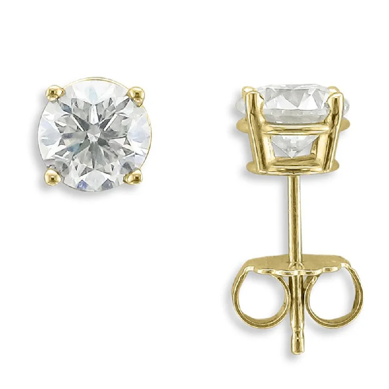 Pure shine earrings-14KT YELLOW GOLD 2.00 CTW ROUND DIAMOND EARRINGS